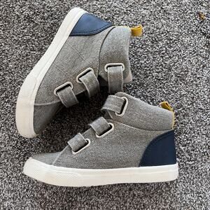 Cat & Jack High Top Velcro Sneaker Shoes Toddler 9 Gray Blue Yellow